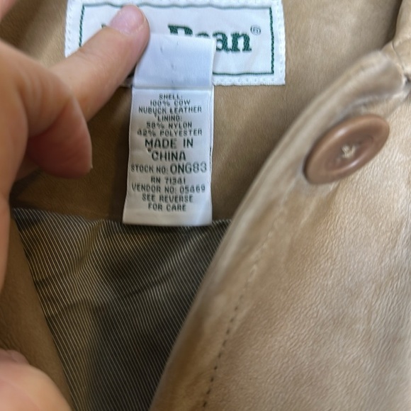 LL Bean Chore Jacket, Cow Nubuck Leather, Green Tag Coat Tan SzL - Picture 3 of 10